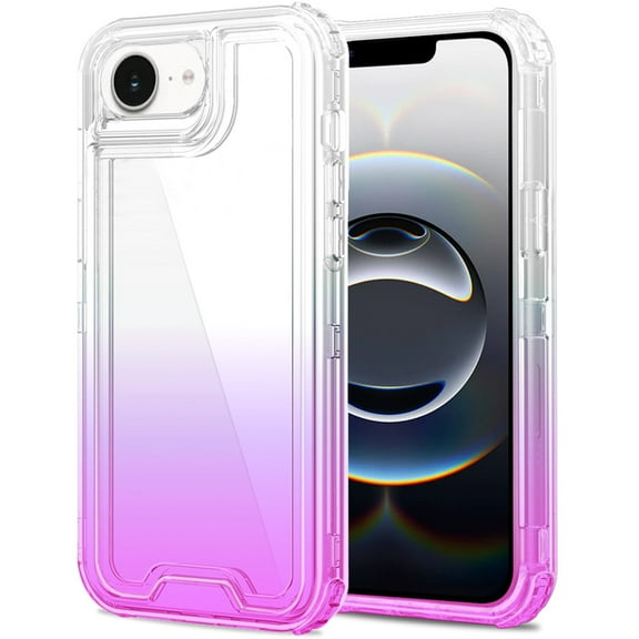 XPM for Apple iPhone 16e Phone Case, Hybrid 3-in-1 Clear Case - Two-Tone Transparent Shockproof TPU + Hard Protective Frame Cover for Apple iPhone 16 E (6.1") (Clear + Purple)