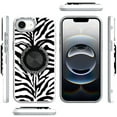 thumbnail image 1 of XPM for Apple iPhone 16e Phone Case, Pattern Design Hybrid with Invisible Ring Stand & Magnetic Back, Shockproof Protective Grip Cover for Apple iPhone 16 E (6.1") (Zebra), 1 of 8