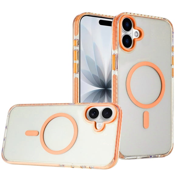 XPM for Apple iPhone 17 (6.3") Phone Case, Transparent Hybrid with Color-Matched Magnetic Circle, Rubber TPU Frame Hard PC Shockproof Cover for iPhone 17 (Cosmic Orange)
