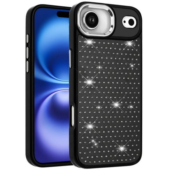 XPM for Apple iPhone 17 AIR Phone Case, Bling Diamond Metallic, Full Sparkle Chrome Edged Hybrid Protective Shockproof Cover for Apple iPhone 17 Air (6.6") (Black)