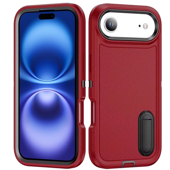 XPM for Apple iPhone 17 AIR Phone Case, Hybrid 3 Layers Hard 3in1 Shockproof with Kickstand Heavy Duty Hard TPU Rubber Anti-Drop Cover for Apple iPhone 17 Air (6.6") (Red)