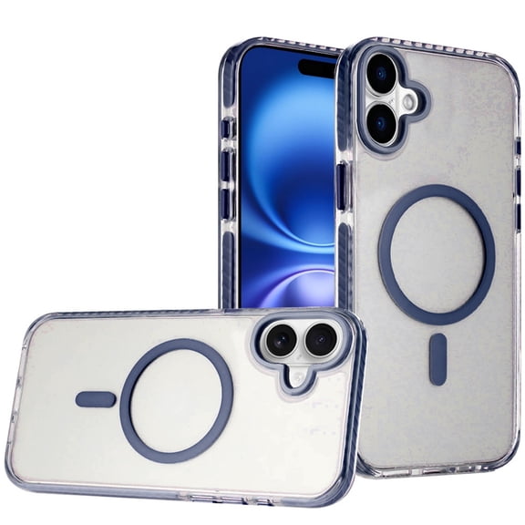 XPM for Apple iPhone 17 Phone Case, Transparent Hybrid with Color-Matched Magnetic Circle, Rubber TPU Frame Hard PC Shockproof Cover for Apple iPhone 17 (6.3") (Blue)