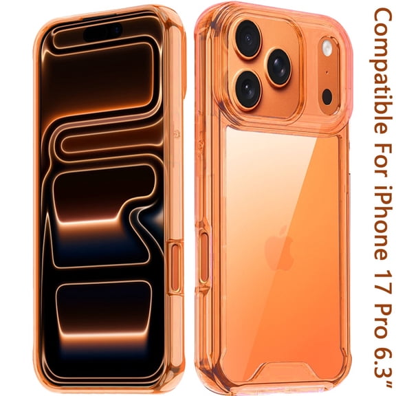 XPM for Apple iPhone 17 Pro (6.3") Phone Case, Clear Colored Shockproof Transparent Hard PC + Rubber TPU Hybrid Bumper Shell Slim Protective Cover for iPhone 17 Pro (Cosmic Orange)