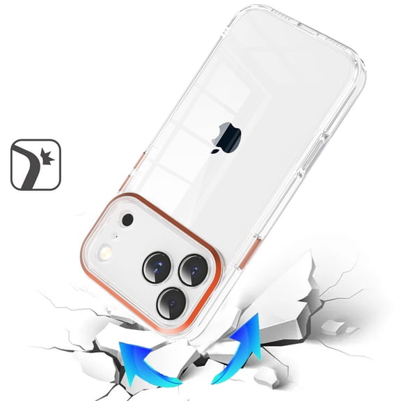 XPM for Apple iPhone 17 Pro (6.3") Phone Case, Transparent Clear Hybrid with Matching Metal Buttons and Camera Protection Hard PC + TPU Rubber Cover for iPhone 17 Pro (Cosmic Orange)