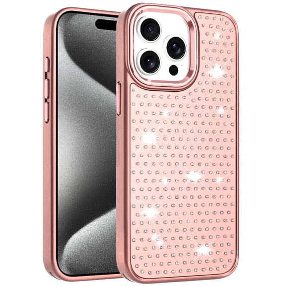 XPM for Apple iPhone 17 Pro Max Phone Case, Bling Diamond Metallic, Full Sparkle Chrome Edged Hybrid Protective Shockproof Cover for Apple iPhone 17 Pro Max (6.9") (Rose Gold)