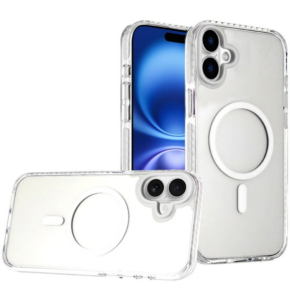 XPM for Apple iPhone 17 Pro Max Phone Case, Transparent Hybrid with Color-Matched Magnetic Circle, Rubber TPU Frame Hard PC Shockproof Cover for Apple iPhone 17 Pro Max (6.9") (White)