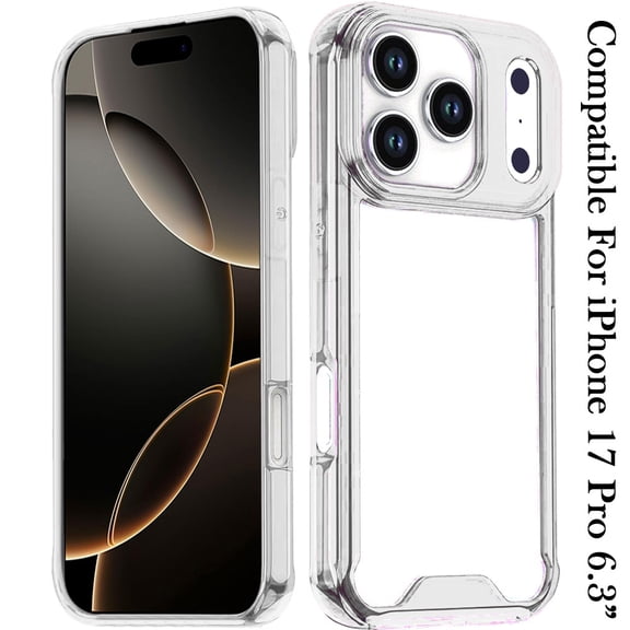 XPM for Apple iPhone 17 Pro Phone Case, Clear Colored Shockproof Transparent Hard PC + Rubber TPU Hybrid Bumper Shell Slim Protective Cover for Apple iPhone 17 Pro (6.3") (Clear)