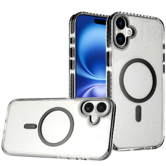 XPM for Apple iPhone 17 Pro Phone Case, Transparent Hybrid with Color-Matched Magnetic Circle, Rubber TPU Frame Hard PC Shockproof Cover for Apple iPhone 17 Pro (6.3") (Black)