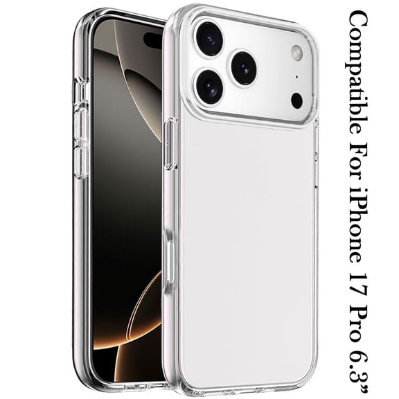 XPM for Apple iPhone 17 Pro Phone Case, Transparent Shock Absorption PC + TPU Rubber Gel Thick 3mm Hybrid Silicone Slim Fit Back Cover for Apple iPhone 17 Pro (6.3") (Clear)