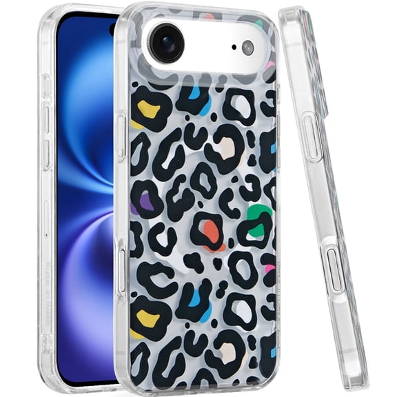 XPM for Apple iPhone 17 Pro Stylish Pattern Fashion IMD Printed Design TPU Double Layer Slim Shockproof with Magnetic Back Phone Case Cover (Multicolor Leopard)