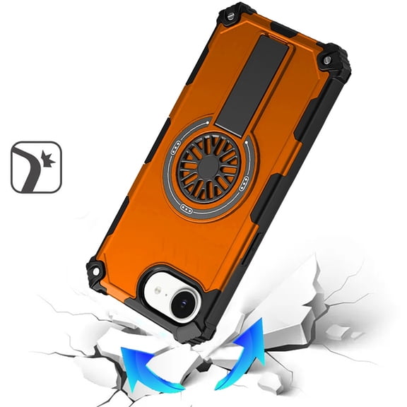 XPM for Apple iPhone 17E /16E Phone Case, Texture Design Invisible Kickstand Case, MagSafe Compatible Hybrid Shockproof Cover, Car Mount Friendly Cover for Apple iPhone 17E /16E (Cosmic Orange)
