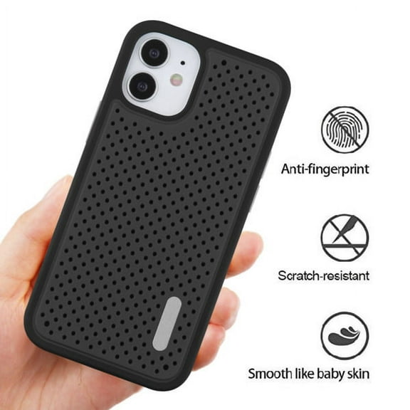 XPM Case for Apple iPhone 12 Mini /5.4" Slim Hybrid Thin Soft TPU Mesh Holes & Hard Bumper Cushion Armor Protective Case [BLACK] Phone Cover Fit iPhone 12 MINI