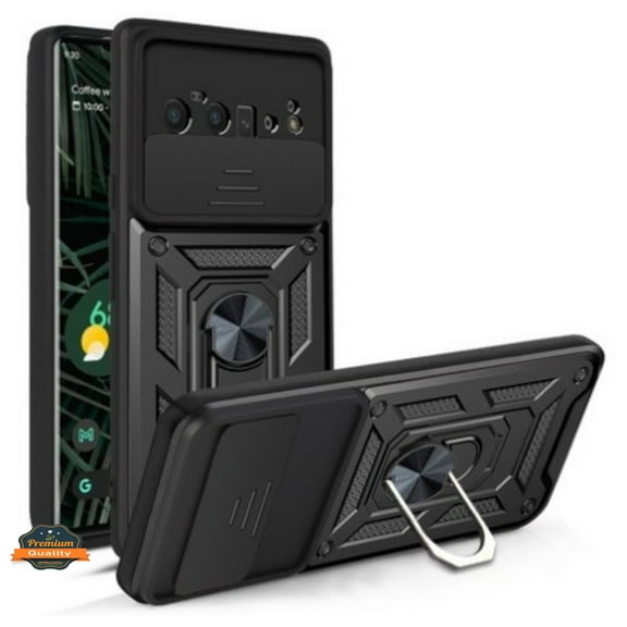 XPM for Google Pixel 10 Pro XL Phone Case, Hybrid Shockproof, Built-in Sliding Camera Lens Protection with Magnetic Finger Ring Stand Holder Cover for Pixel 10 Pro XL (Black)