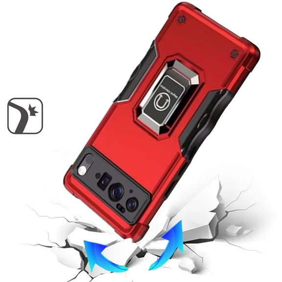 XPM for Google Pixel 10 Pro XL Phone Case, Hybrid Stand Magnetic Ring Holder Kickstand Heavy Duty Rugged Drop Silicone & Hard PC Shockproof Cover for Pixel 10 Pro XL (Red)