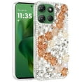 thumbnail image 1 of XPM for Motorola Edge 2025 Phone Case, Fashion Rose Flower Floral Bling Crystal 3D Full Diamonds Pearl Sparkle Rhinestone Glitter Hybrid Cover for Motorola Edge (2025) (Gold), 1 of 6