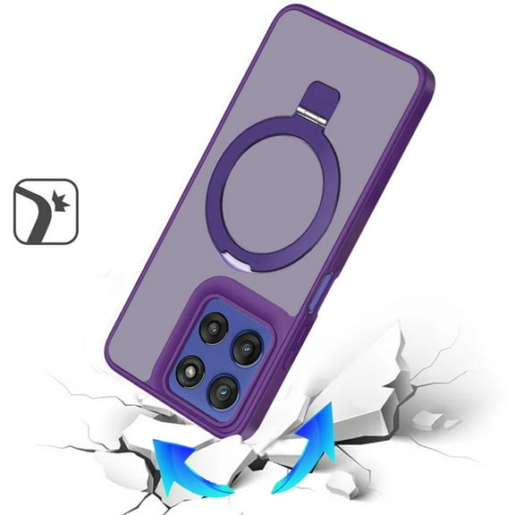 XPM for Motorola Moto G 5G 2025 Phone Case, Magnetic Circle Back with Ring Stand Full Rotation Matte Hybrid Shockproof Cover for Moto G 5G (2025) (Purple)