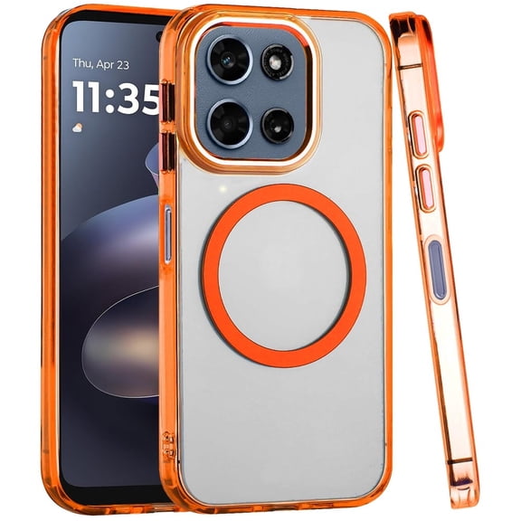 XPM for Motorola Moto G 5G 2026/2025 Transparent Back Hybrid Case - Magnetic Circle, Color Frame, Metal Buttons, MagSafe Compatible Phone Case Cover (Cosmic Orange)