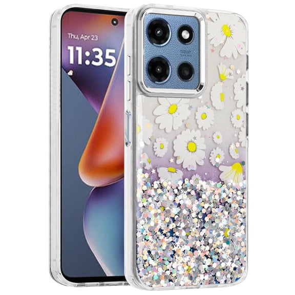 XPM for Motorola Moto G Stylus 5G 2025 Phone Case, Fashion Beautiful Epoxy Design Hybrid Fashion Stylish TPU Protective, Shockproof Hybrid PC Cover for Moto G Stylus 5G 2025 (Yellow Daisy Flower)