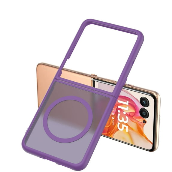 XPM for Motorola Razr 2024 Phone Case, Magnetic Case Hybrid Soft TPU Rubber Bumper Hard Translucent Matte Back Slim Shockproof Cover for Motorola Razr (2024) (Dark Purple)
