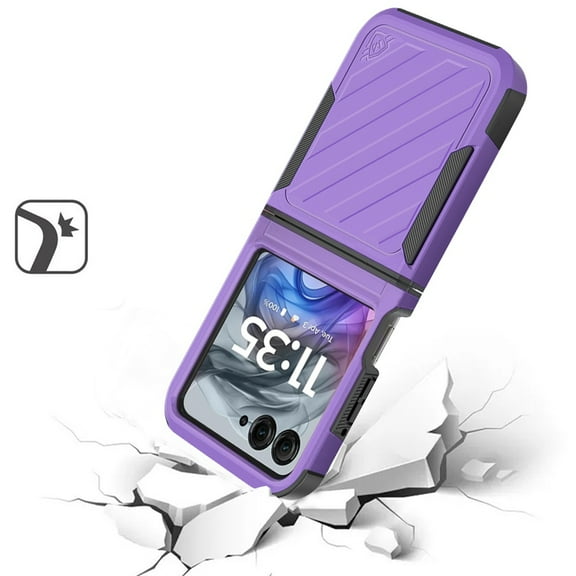 XPM for Motorola Razr 2025 Phone Case, Hybrid lined shockproof dual layer Rugged 2in1 Hard PC & Silicone TPU Non Slip Textured Tough Armor Cover for Motorola Razr (2025) (Purple)