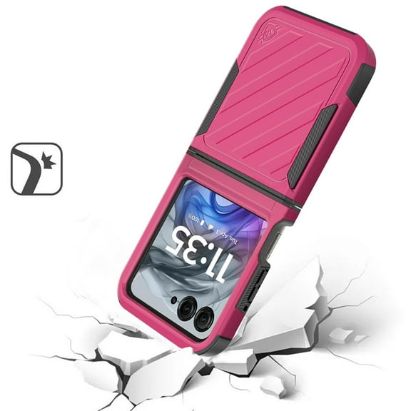 XPM for Motorola Razr 2025 Phone Case, Hybrid lined shockproof dual layer Rugged 2in1 Hard PC & Silicone TPU Non Slip Textured Tough Armor Cover for Motorola Razr (2025) (Hot Pink)