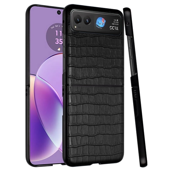 XPM for Motorola Razr Ultra 2025 Phone Case, PU Vegan Leather Case, Premium Snap-On Hard Shell Cover, Slim Fit Protective Matte Finish Cover for Motorola Razr Ultra (2025) (Black)