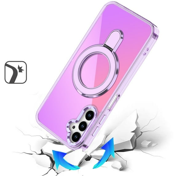 XPM for Samsung Galaxy A16 5G Phone Case, Chrome Hybrid with Rotating Magnetic Circle Ring Stand, Slim Shockproof Hybrid Cover for Galaxy A16 (Light Purple)