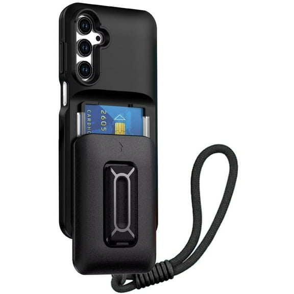 XPM for Samsung Galaxy A16 5G Phone Case, Wallet Case with 2- Credit Card Holder, Wrist Strap & Kickstand Hybrid Shockproof TPU Cover for Galaxy A16 (Black)