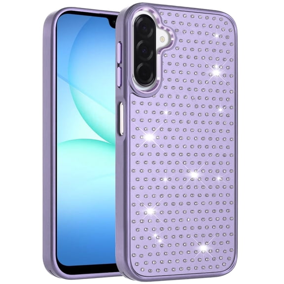 XPM for Samsung Galaxy A17 5G Phone Case, Bling Diamond Metallic, Full Sparkle Chrome Edged Hybrid Protective Shockproof Cover for Galaxy A17 (Purple)