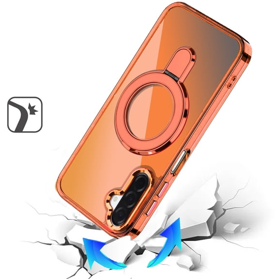 XPM for Samsung Galaxy A17 5G Phone Case, Chrome Hybrid with Rotating Magnetic Circle Ring Stand, Slim Shockproof Hybrid Cover for Samsung A17 5G (Cosmic Orange)