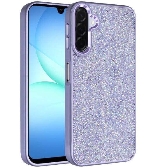 XPM for Samsung Galaxy A17 5G Phone Case, Crystal Sparkle Diamond Glass Full Mini Glitter Bling Frame TPU Hybrid Protective Cover for Galaxy A17 (Purple)