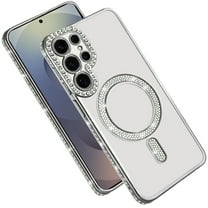 XPM for Samsung Galaxy S24 Ultra Phone Case, Bling Case with Diamond Magnetic Circle, Transparent Slim Shockproof Hybrid Slim Fit Cover for Galaxy S24 Ultra (Clear)