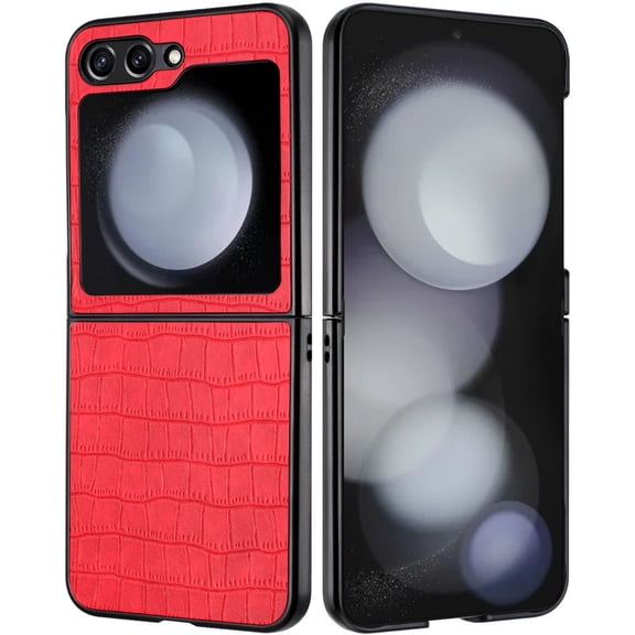 XPM for Samsung Galaxy Z Flip 7 FE Phone Case, PU Vegan Leather Case, Premium Snap-On Hard Shell Cover, Slim Fit Protective Matte Finish Cover for Galaxy Z Flip 7 FE (Red)
