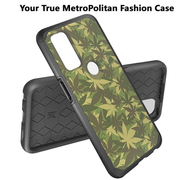 XPM for T-Mobile TCL Revvl V 4G (2021) Phone Case, Design Slim Corner Protection Shock Absorption Hybrid Dual Layer Hard PC + TPU Rubber Cover for Revvl V 4G (Camouflage Herb Plant)