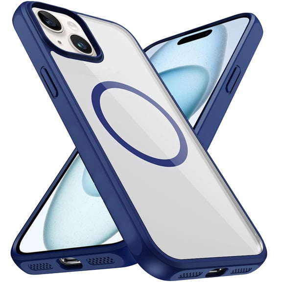 XPM for Apple iPhone 15 Phone Case, Magnetic Circle HQ Transparent Clear TPU Thick 2.0mm Frame Hybrid Shockproof Protector Cover for iPhone 15 (Blue)