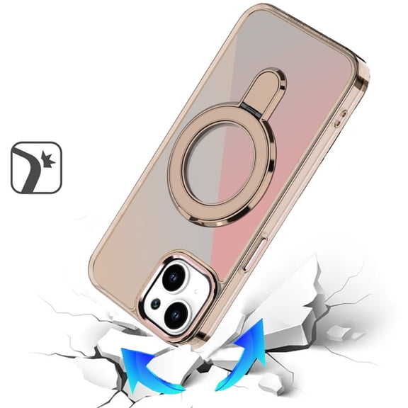 XPM for Apple iPhone 17 Chrome Hybrid with Rotating Magnetic Circle Ring Stand, Slim Shockproof Hybrid Phone Case Cover (Desert Titanium)