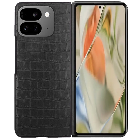 XPM for Google Pixel 10 Pro Fold PU Vegan Leather Case, Premium Snap-On Hard Shell Cover, Slim Fit Protective Matte Finish Phone Case Cover (Black)