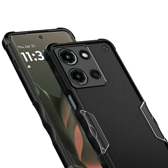 XPM for Motorola Edge 2025 Slim Tough Shockproof Hybrid Heavy Duty 2in1 Dual Layer TPU Bumper Rugged Rubber Defend Armor Phone Case Cover (Black)