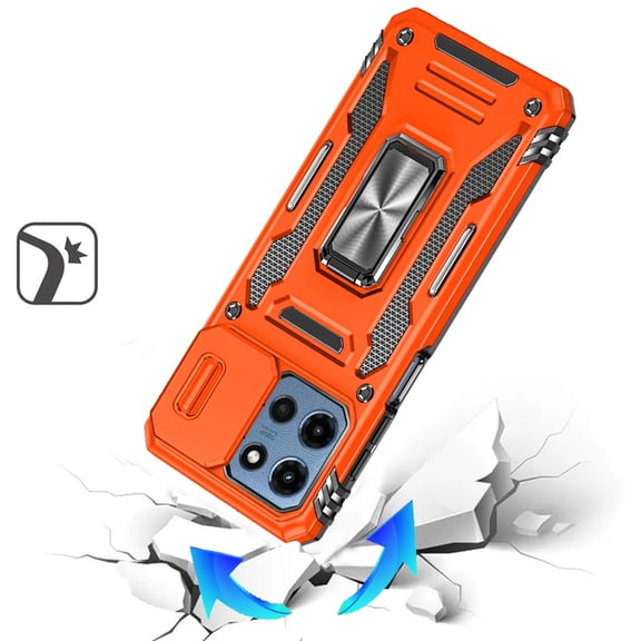 XPM for Motorola Moto G Play 5G 2026 Tough Hybrid Case with Movable Camera Window & Metal Ring Stand Shockproof Phone Case Cover (Cosmic Orange)