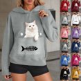 thumbnail image 1 of XPMWRP Cute Cat Sweatshirt for Women Casual Graphic Hoodie Fashion Animal Print Long Sleeve Pullover Oversized Tops Gray XXL, 1 of 8