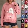 thumbnail image 1 of XPMWRP Cute Cat Sweatshirt for Women Casual Graphic Hoodie Fashion Animal Print Long Sleeve Pullover Oversized Tops Pink S, 1 of 8