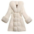 thumbnail image 1 of XPMWRP Elegant Warm Faux Fur Jacket Thick Long Sleeve Hooded Outerwear Casual Soft Comfortable Fashionable Coat for Daily Wear Parties Work Home Vacation White XXXL, 1 of 3