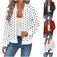 thumbnail image 1 of XPMWRP Fall Jackets Women Zip Up Bomber Jacket Lightweight Outwear Polka Dot Coat Outdoor Hiking Travel Windbreaker Jackets Red S, 1 of 6
