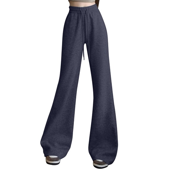 XPMWRP Flare Sweatpants for Women Elastic High Waist Drawstring Wide Leg Pants Fashion Bell Bottom Bootcut Lounge Trouser Dark Gray L