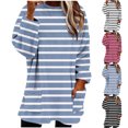 thumbnail image 1 of XPMWRP Fleece Pullover for Women Fuzzy Cozy Sweaters Striped Crew Neck Sweatshirts Thermal Warm Oversized Tops with Pockets Pink XXL, 1 of 9