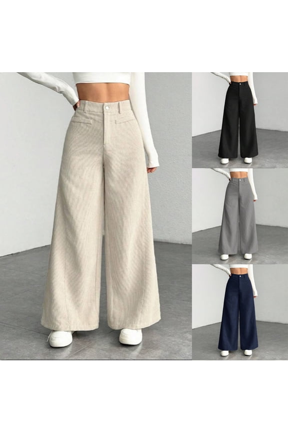 Gaucho Pants for Women Corduroy Wide Leg Palazzo Culottes Bottoms Work Trousers Loose Fit Dressy Casual Office Elastic Waist Black S