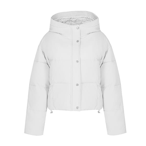 XPMWRP Hooded Zipper Parka Casual Long Sleeve Jacket Drawstring Pocket Soft Comfortable Coat Fall Winter Fashion for Daily Work Party Club Events White XXL