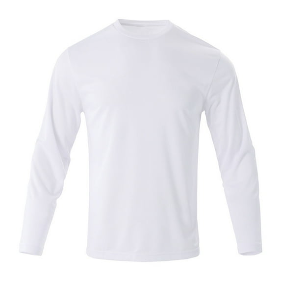 XPMWRP Long Sleeve Shirts for Men Classic Solid Color Basic Tops Casual Round Neck Fitting Sports Mens Shirts