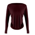 thumbnail image 1 of XPMWRP Long Sleeve Workout Tops for Women Hem Loose Crewneck Athletic Gym Shirts Soft Running Yoga Tee Tops Red M, 1 of 5