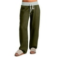 thumbnail image 1 of XPMWRP Low Rise Cargo Pants for Women Casual Lightweight Straight Wide Leg Pants Y2K Fashion Trendy Trousers Work Hiking Pant Army Green XXL, 1 of 9